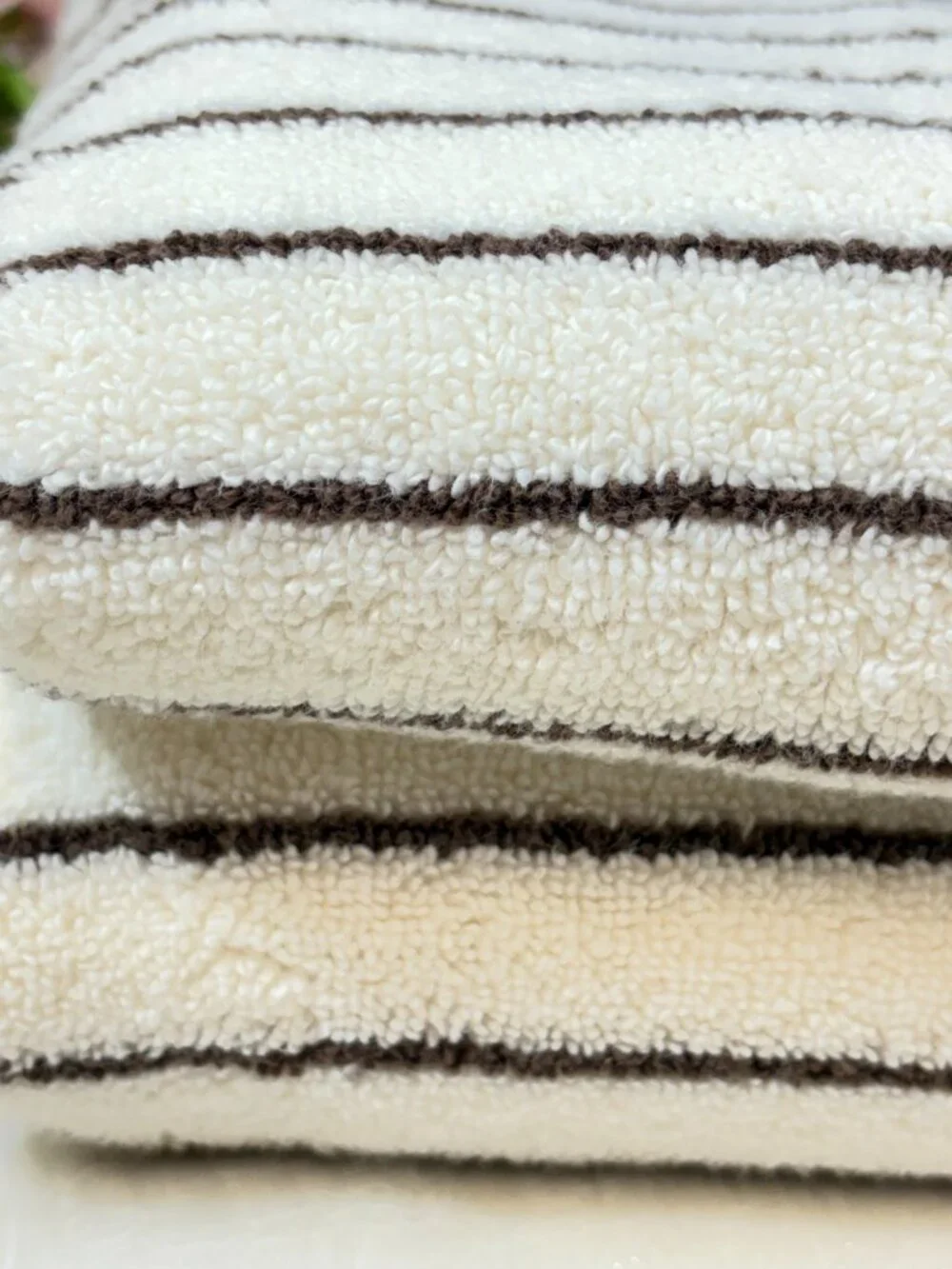 8pc BROOKS BROTHERS Premium Turkish Towel Set Striped Ivory & Dark Brown 700 Gsm